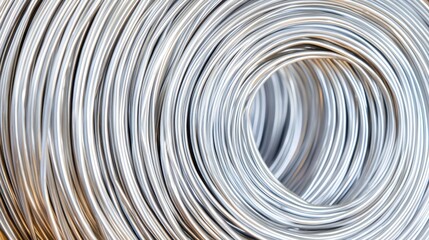 Close-Up View of Circular Metal Wire Coil with Smooth Texture