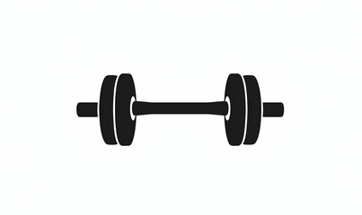 Simple Silhouette of Dumbbell on White Background for Fitness Concepts
