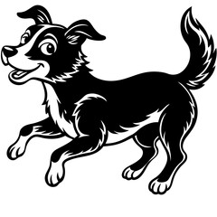 Cute Jumping Dog Cartoon - Stock Illustration for Design