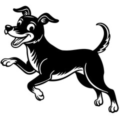 Cute Jumping Dog Cartoon - Stock Illustration for Design
