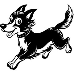Cute Jumping Dog Cartoon - Stock Illustration for Design