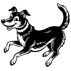 Cute Jumping Dog Cartoon - Stock Illustration for Design