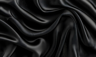 Obraz premium Luxurious Black Satin Fabric with Elegant Smooth Texture