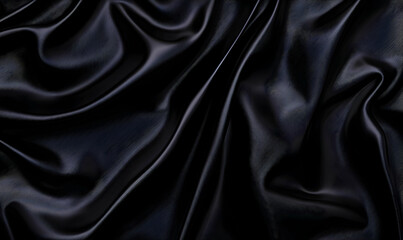 Fototapeta premium Smooth Black Satin Fabric Draped in Elegant Soft Waves and Folds