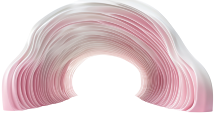 abstract pink and white archway design isolated on white background