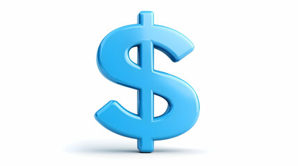 Obraz premium Bright Blue 3D Dollar Sign with Shadow on White Background