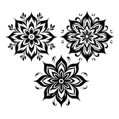 Fototapeta premium Luxurious decorative floral elements silhouette isolated on white background