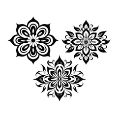 Obraz premium Luxury flower pattern collection silhouette isolated on white background