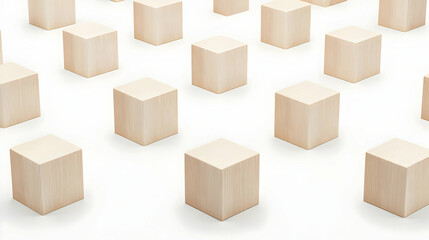 Simple Wooden Cubes on White Background for Minimalist Design