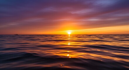 Obraz premium Beautiful Sunset Blue Ocean Sea Waves Nature Wallpaper 