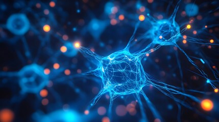 Glowing futuristic image of interconnected neurons in a network