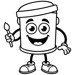 Art School Mascot Black Vector Illustration – Paint Can Character for Urban Art