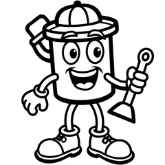 Art School Mascot Black Vector Illustration – Paint Can Character for Urban Art