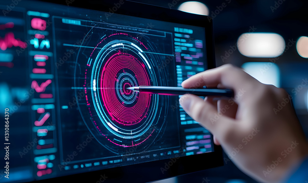 Poster interactive digital interface with data visualization and analytics