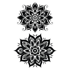 Fototapeta premium Traditional mandala flower designs silhouette isolated on white background