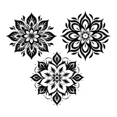 Fototapeta premium Classic ornamental flower patterns silhouette isolated on white background