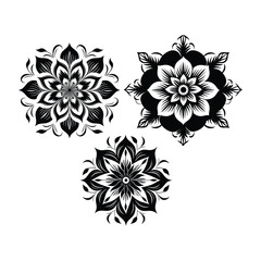 Fototapeta premium Creative ornamental flower patterns silhouette isolated on white background