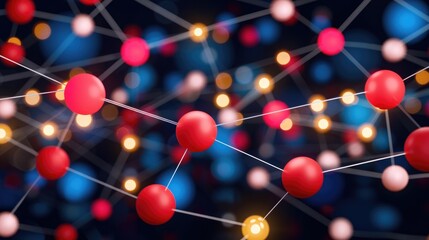 Obraz premium Colorful abstract network of connected nodes and lights.