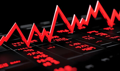 Fototapeta premium Stock Market Decline Graph Showing Bearish Trend with Red Lines