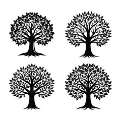 Forest inspired tree artwork silhouette isolated on white background