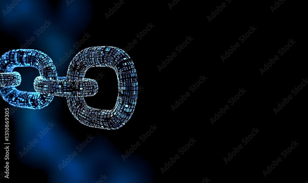 Poster digital chain link with binary texture on black background