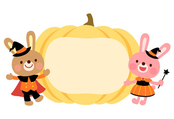 かわいいウサギ　ハロウィン　メッセージカード