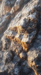 Close-up of textured rock surface with highlights and shadows.