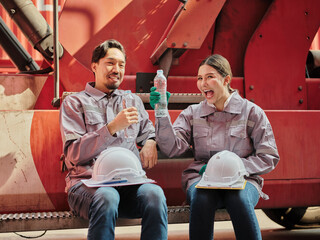 Team of engineers resting relax time and drinking water