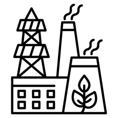 Green Factory Outline Icon