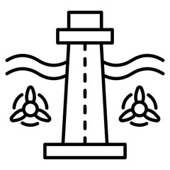 Tidal Power Outline Icon