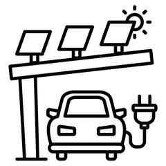 Solar Carport Outline Icon
