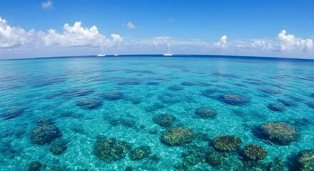 Obraz premium Beautiful Blue Ocean Sea Waves Nature Wallpaper 