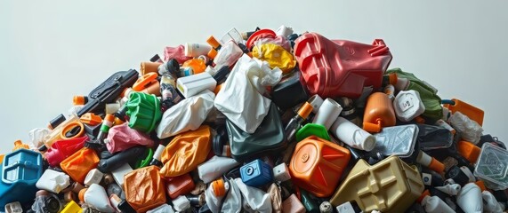 Detailed view of a massive garbage dump showcasing towering piles of waste and discarded materials