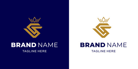 Creative CS Letter Logo with Crown, Illustration, Design Inspiration, Vector, Icon
