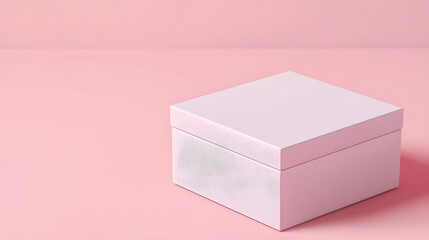 Unboxing experience minimalist white gift box pink background product photography indoor setting top view aesthetic appeal