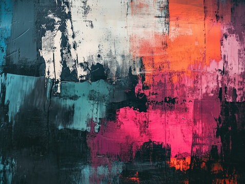Dark and Distressed Grunge Wall Background for an Urban, Edgy Feel, grunge background with colorful paint