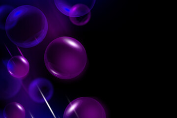 Abstract geometric circle soft light blue purple bokeh on black background for Modern graphic business technology digital design illustration web template backdrop desktop wallpaper bubbles banner