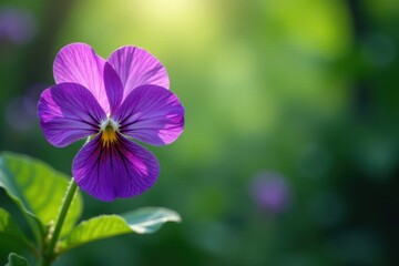 Fototapeta premium Vibrant purple bloom, white heart, lush green backdrop, macro, botanical
