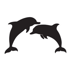 Fototapeta premium Silhouette of a black dolphin swimming