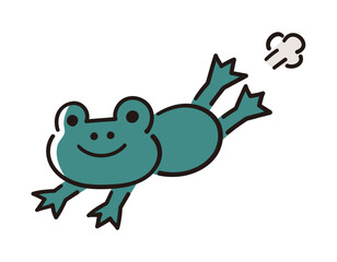 ジャンプするカエル／ベクター手書き線画イラスト