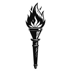 High-Quality Torch Silhouette in Black | Hand-Sketched, Realistic, Transparent Background PNG & Vector