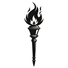 Torch Black silhouette hand-drawn, detailed, realistic, isolated on a transparent background