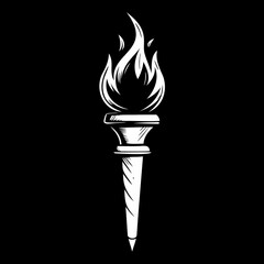 Realistic Torch Black Silhouette | Hand-Drawn & Detailed Fire Torch Vector Isolated on Transparent Background