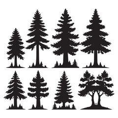 A set of black forest tree silhouettes collection