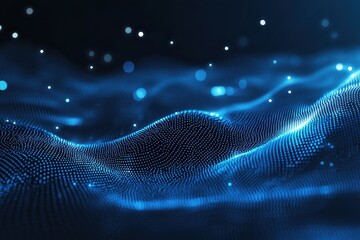 Abstract blue particle wave background. Ideal for tech, AI, or data visualization projects.