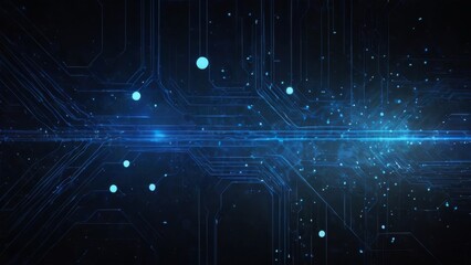 Obraz premium Abstract digital background with dark blue color scheme and circuit boardlike pattern with futuristic and technological feel.