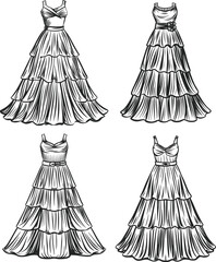 Tiered Maxi Dress technical fashion illustration