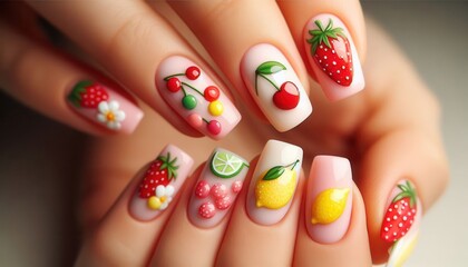 Colorful fruit nail art designs creative studio photography bright up close artistic inspiration