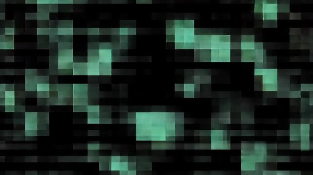Digital grid expanding, multiplying green geometric shapes traversing dark backdrop, visualizing network connectivity through minimalist motion graphic animation