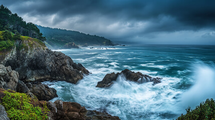 Ocean waves storm dramatic seascape coastline rock wave sea water nature coast